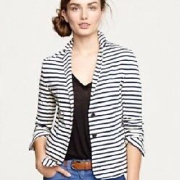 J. Crew Jackets & Blazers - J crew Blue & White Striped Blazer